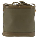 GUCCI Shoulder Bag Leather Khaki Gold Auth gh834-3