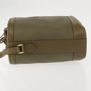 GUCCI Shoulder Bag Leather Khaki Gold Auth gh834-5