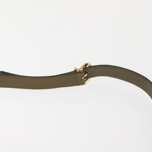 GUCCI Shoulder Bag Leather Khaki Gold Auth gh834