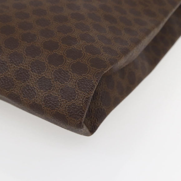 CELINE Macadam Canvas Tote Bag PVC Leather Brown Gold Auth gh838