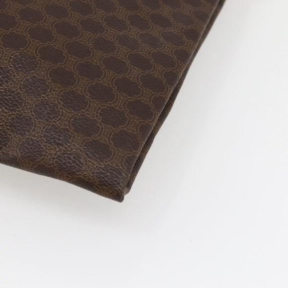 CELINE Macadam Canvas Tote Bag PVC Leather Brown Gold Auth gh838