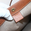 CELINE Macadam Canvas Tote Bag PVC Leather Brown Gold Auth gh838-10