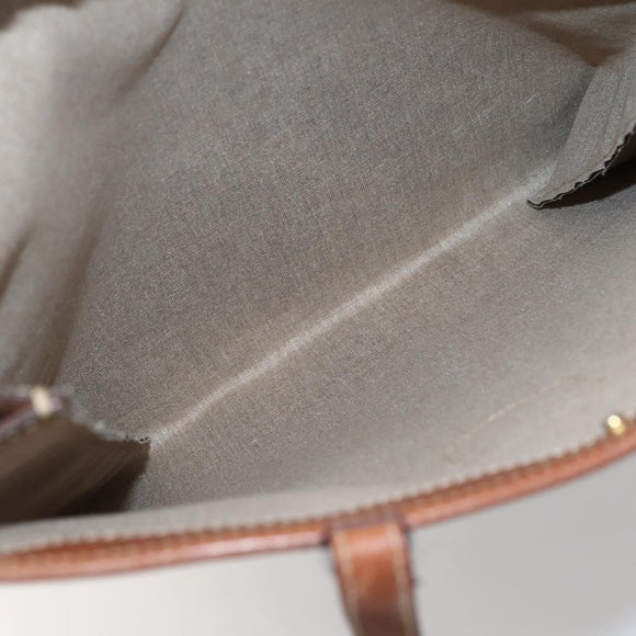 CELINE Macadam Canvas Tote Bag PVC Leather Brown Gold Auth gh838