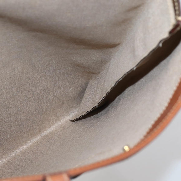 CELINE Macadam Canvas Tote Bag PVC Leather Brown Gold Auth gh838