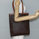 CELINE Macadam Canvas Tote Bag PVC Leather Brown Gold Auth gh838-20