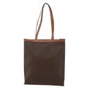 CELINE Macadam Canvas Tote Bag PVC Leather Brown Gold Auth gh838-2