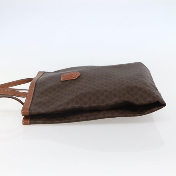 CELINE Macadam Canvas Tote Bag PVC Leather Brown Gold Auth gh838