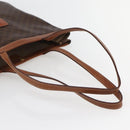 CELINE Macadam Canvas Tote Bag PVC Leather Brown Gold Auth gh838-7