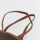 CELINE Macadam Canvas Tote Bag PVC Leather Brown Gold Auth gh838-8