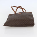 CELINE Macadam Canvas Tote Bag PVC Leather Brown Gold Auth gh838-5