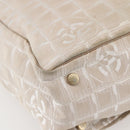 CHANEL New Travel Line Tote Bag Nylon Beige Gold CC Auth gh841-13