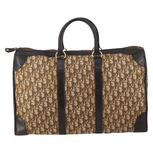 Christian Dior Trotter Canvas Boston Bag Brown Auth gh842