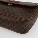 CELINE Macadam Canvas Shoulder Bag PVC Leather Brown Gold Auth gh867-10