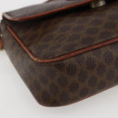 CELINE Macadam Canvas Shoulder Bag PVC Leather Brown Gold Auth gh867-11