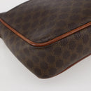 CELINE Macadam Canvas Shoulder Bag PVC Leather Brown Gold Auth gh867-13