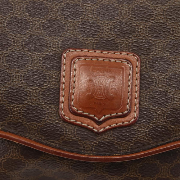 CELINE Macadam Canvas Shoulder Bag PVC Leather Brown Gold Auth gh867