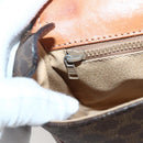 CELINE Macadam Canvas Shoulder Bag PVC Leather Brown Gold Auth gh867-16