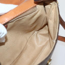 CELINE Macadam Canvas Shoulder Bag PVC Leather Brown Gold Auth gh867-18