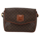 CELINE Macadam Canvas Shoulder Bag PVC Leather Brown Gold Auth gh867-2