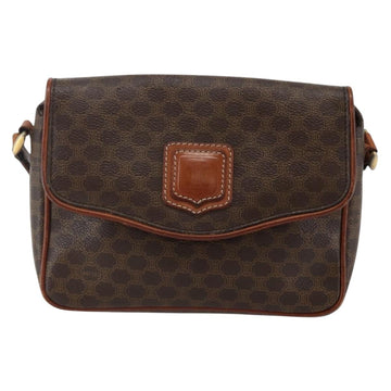 CELINE Macadam Canvas Shoulder Bag PVC Leather Brown Gold Auth gh867 - 0