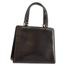 FENDI Hand Bag Leather Brown Gold Auth gh869-1