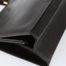 FENDI Hand Bag Leather Brown Gold Auth gh869-14