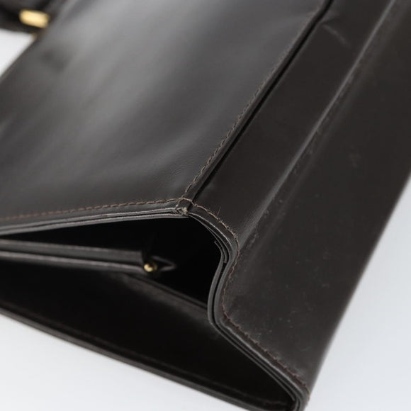 FENDI Hand Bag Leather Brown Gold Auth gh869