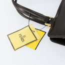 FENDI Hand Bag Leather Brown Gold Auth gh869-17