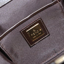 FENDI Hand Bag Leather Brown Gold Auth gh869-18