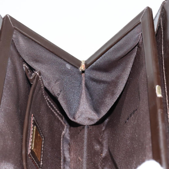 FENDI Hand Bag Leather Brown Gold Auth gh869