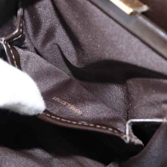 FENDI Hand Bag Leather Brown Gold Auth gh869