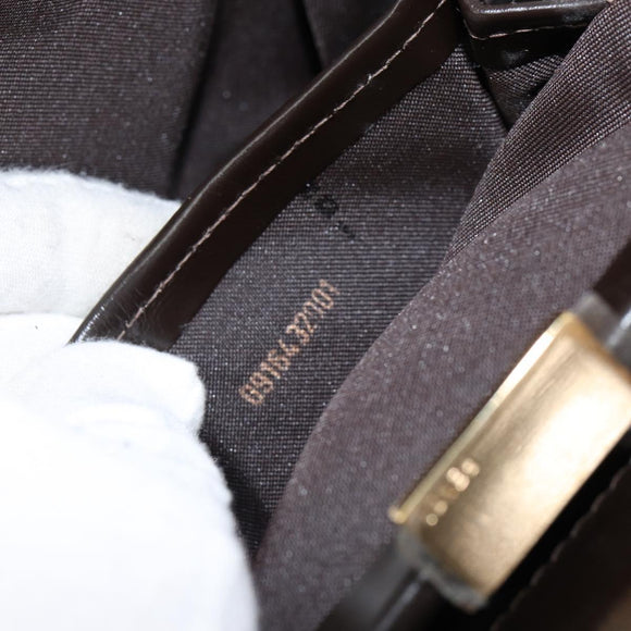 FENDI Hand Bag Leather Brown Gold Auth gh869