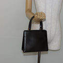 FENDI Hand Bag Leather Brown Gold Auth gh869-23