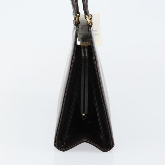 FENDI Hand Bag Leather Brown Gold Auth gh869