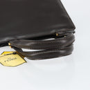 FENDI Hand Bag Leather Brown Gold Auth gh869-7