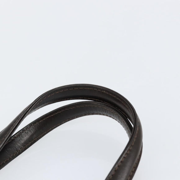 FENDI Hand Bag Leather Brown Gold Auth gh869