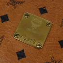 MCM Logogram Vicetos Tote Bag PVC Leer Bruin Goud Auth gh881-12