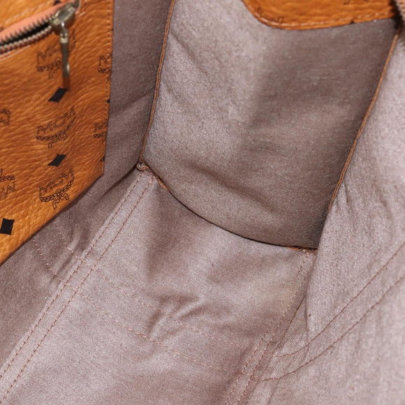 MCM Logogram Vicetos Tote Bag PVC Leather Brown Gold Auth gh881