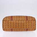 MCM Logogram Vicetos Boston Bag PVC Leather Brown Gold Auth gh882-11