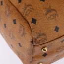 MCM Logogram Vicetos Boston Bag PVC Leather Brown Gold Auth gh882-14