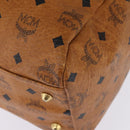 MCM Logogram Vicetos Boston Bag PVC Leather Brown Gold Auth gh882-15