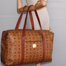 MCM Logogram Vicetos Boston Bag PVC Leather Brown Gold Auth gh882-21