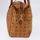 MCM Logogram Vicetos Boston Bag PVC Leather Brown Gold Auth gh882-4