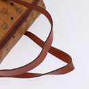 MCM Logogram Vicetos Boston Bag PVC Leather Brown Gold Auth gh882-8