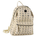 MCM Vicetos Logogram Backpack PVC Leather White Silver Auth gh883-1