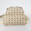 MCM Vicetos Logogram Backpack PVC Leather White Silver Auth gh883-6