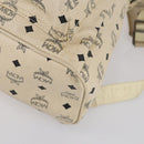 MCM Vicetos Logogram Backpack PVC Leather White Silver Auth gh883-16