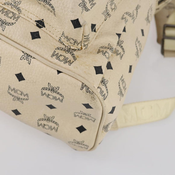 MCM Vicetos Logogram Rucksack PVC-Leder Weiß Silber Auth gh883