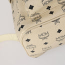 MCM Vicetos Logogram Backpack PVC Leather White Silver Auth gh883-17