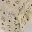 MCM Vicetos Logogram Backpack PVC Leather White Silver Auth gh883-18